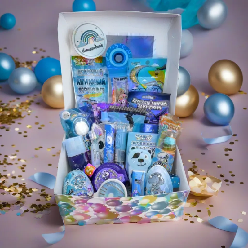 Коробка солодощів для хлопчика, Сюрприз бокс, Подарункові набори для хлопчиків, Смаколики на свято дитині