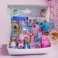 Подарунковий бокс Світ Бокс рожево-блакитний, Солодкий подарунок з іграшкою, Дитячі ласощі