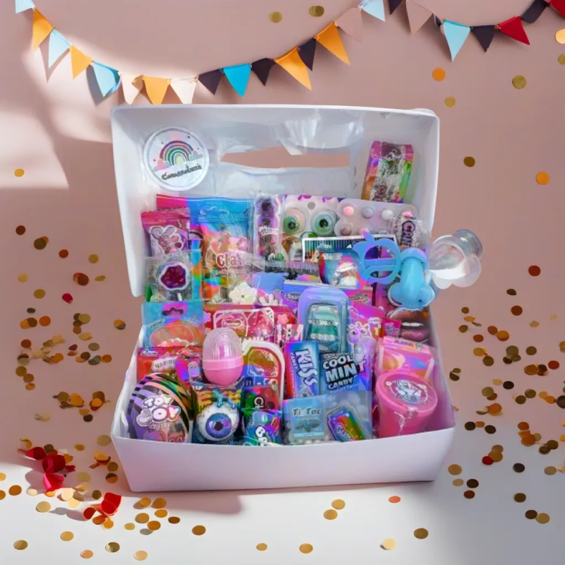 Коробка солодощів Світ Бокс рожево-блакитний, Солодкий подарунок з іграшкою, Дитячі ласощі