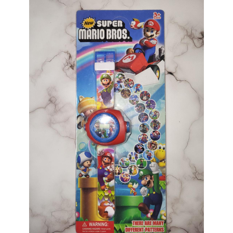 Дитячий годинник Маріо з проектором, Іграшковий годинник на руку, Годинник, що світиться, для дитини