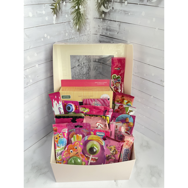 Подарунковий бокс з флоксовою іграшкою для дівчинки, солодкий подарунок на свято