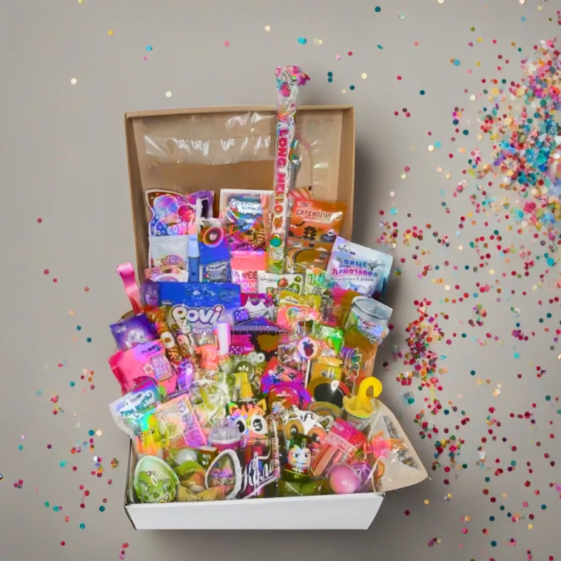 Величезний дитячий SweetBox, Великий набір цукерок з іграшками, Різнокольоровий Світ бокс із сюрпризом