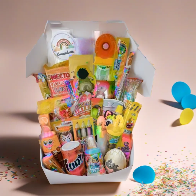 Унікальний подарунковий набір з цукерками та яскравою іграшкою, солодкий подарунок для дитини, частування для дітей
