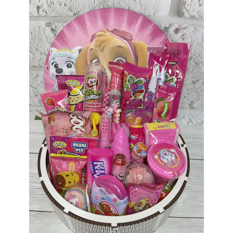 Щеннячий патруль скай,Подарунок-сюрприз на день народження дівчинці, велика коробка з цукерками