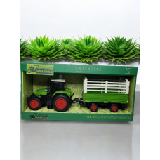 Дитяча іграшка трактор із причепом на інерції зеленого кольору трактор зі змінним причепом