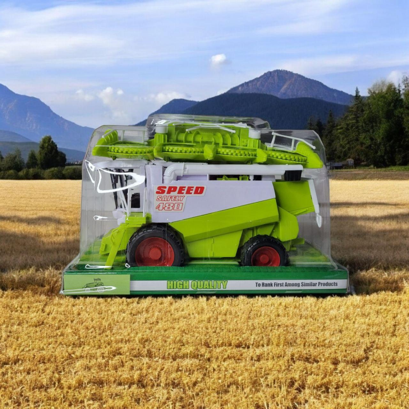 Дитячий інерційний іграшковий комбайн із жниваркою зеленого кольору для маленьких фермерів Дитячий інерційний іграшковий комбайн із жниваркою зеленого кольору для маленьких фермерів