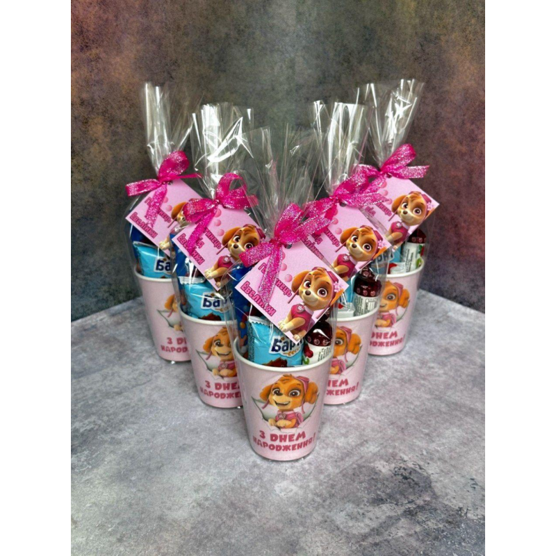 Солодкий стакан для дітей, набір цукерок з листівкою