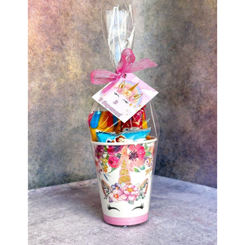 Солодкий стакан для дітей, сюрприз бокс з солодощами